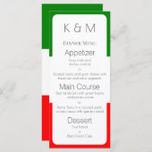 Menu Italie Drapeau Couleurs italiennes (Devant / Derrière)