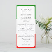 Menu Italie Drapeau Couleurs italiennes (Debout devant)