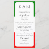 Menu Italie Drapeau Couleurs italiennes (Devant)