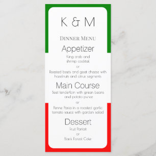 Menu Italie Drapeau Couleurs italiennes