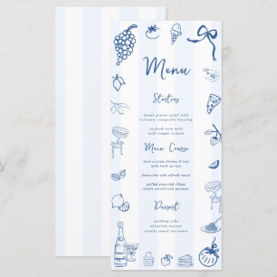 Menu Italien Grandes Bleues Dessinées À La Main