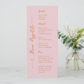 Menu italien rose écrit à la main Buon Appetito (Debout devant)