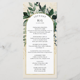 Menu ivoire beige élégant mariage d'arche botanique mod