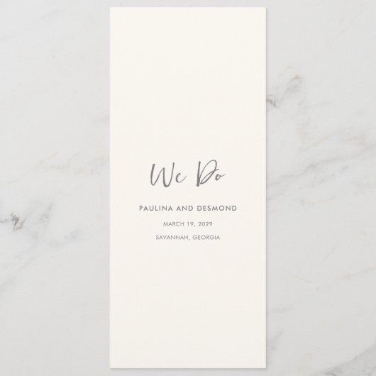 Menu Ivoire moderne Mariage simple (Dos)