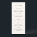 Menu Ivoire moderne Mariage simple<br><div class="desc">Un menu de mariage élégant au design simple et classique avec "Dinner Menu" dans un script manuscrit moderne. Un style traditionnel qui conviendra à un mariage informel ou formel.</div>