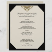 Menu Ivory Black and Gold Mariage damassé (Devant / Derrière)