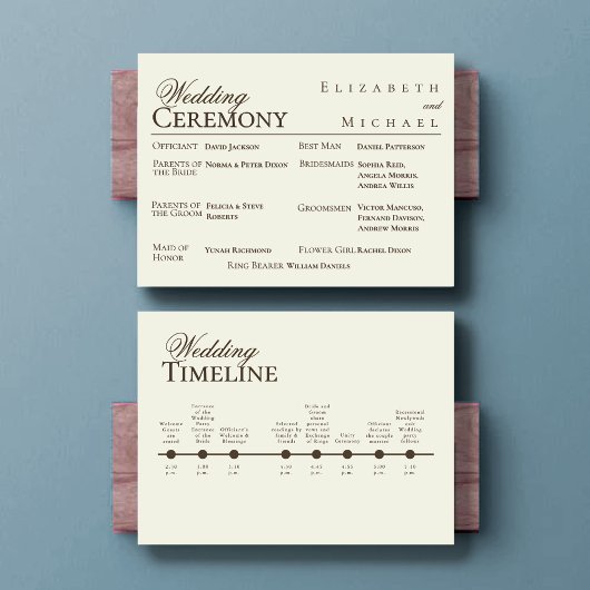 Menu Ivory Minimalist Boho Wedding Program Timeline