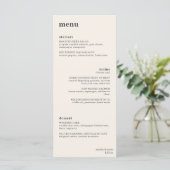 Menu Ivory Minimalist Plated Dinner Wedding Reception (Debout devant)