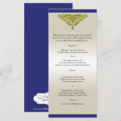 Menu Ivory Navy Gold Mariage damassé (Devant / Derrière)