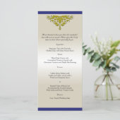 Menu Ivory Navy Gold Mariage damassé (Debout devant)