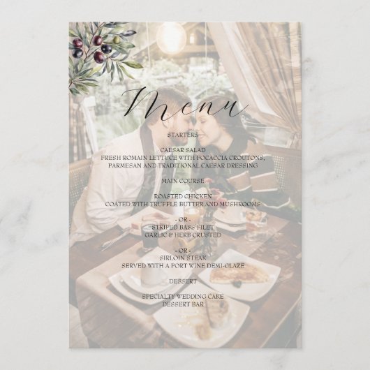 Menu Ivory Olive Photo Wedding (Devant)