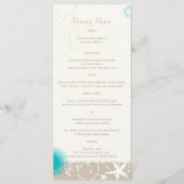 Menu Ivory Taupe Plage Turquoise Mariage de poisson d'é (Devant)