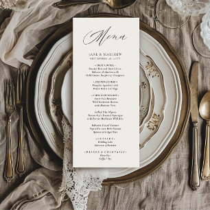 Menu Jane Simple Moderne Élégant Mariage de script noir