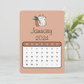 Menu Janvier Se Stabille Seul Chat Cute Et Calendrier P (Debout devant)