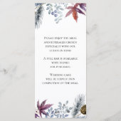 Menu japonais Mariage d'aquarelle florale d'érable (Dos)