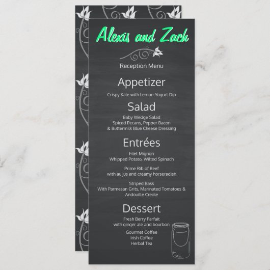 Menu Jar Mason de tableau noir rustique (Devant / Derrière)