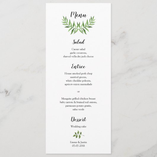 Menu Jardin botanique moderne Aquarelle Verdure (Devant)