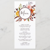 Menu Jardin d'automne Marsala Aquarelle Mariage (Devant)