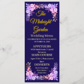 Menu Jardin de Minuit Mariage Navy Bleu et Or Script (Devant)