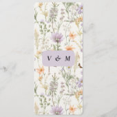 Menu Jardin de printemps bleu rose jaune lavande (Dos)