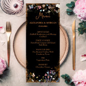 Menu Jardin du papillon noir floral Boho