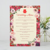 Menu Jardin fleuri rouge mariage chinois (Debout devant)