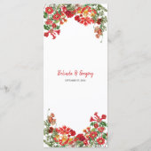 Menu Jardin Floral Rouge Mariage de fleurs botaniques (Dos)