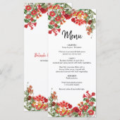 Menu Jardin Floral Rouge Mariage de fleurs botaniques (Devant / Derrière)