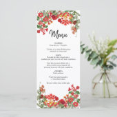 Menu Jardin Floral Rouge Mariage de fleurs botaniques (Debout devant)