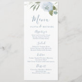 Menu Jardin romantique mariage floral bleu poussiéreux (Devant)