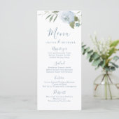 Menu Jardin romantique mariage floral bleu poussiéreux (Debout devant)