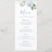 Menu Jardin romantique mariage floral bleu poussiéreux (Devant)