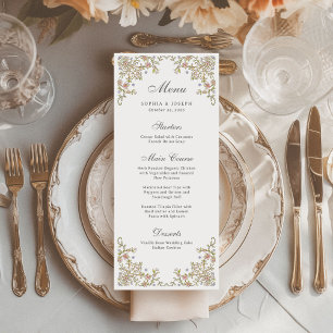 Menu Jardin vintage Mariage Luxe coloré