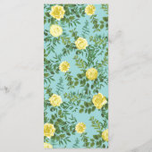 Menu Jaune clair Aqua Turquoise Rose Floral Mariage Men (Dos)