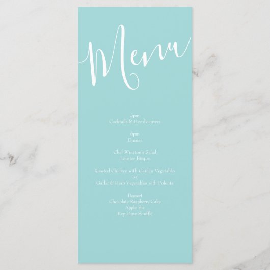 Menu Jaune clair Aqua Turquoise Rose Floral Mariage Men (Devant)