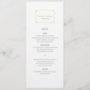 Menu Jaune Déco Chic Mariage