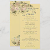 Menu Jaune doux aquarelle boho floral tendance (Devant / Derrière)