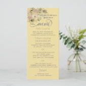 Menu Jaune doux aquarelle boho floral tendance (Debout devant)