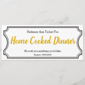 Menu Jaune editable de dîner du billet un de cadeau (Devant)