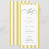 Menu Jaune Vert Clair Rayures Vives Classique Mariage (Devant / Derrière)