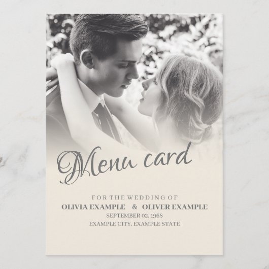 Menu Jeune couple de mariés en monochrome (Devant)