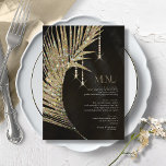 Menu Jewel Palm Leaf Wedding Gold ID830<br><div class="desc">Opt for an Old Hollywood glam look by using the pieces in this wedding suite as shown, with jewels cascading off the diamond-encrusted palm leaves, or delete the jewel layers for a slightly more conservative look. This set features leaves in shimmering gold against a textured background the rich color of...</div>