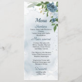 Menu joli bleu blanc fleurs verdure mariage (Devant)