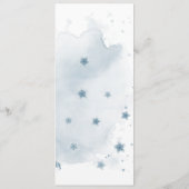 Menu joli bleu blanc fleurs verdure mariage (Dos)