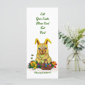 Menu Joli lapin de Pâques avec oeufs et fleurs (Debout devant)