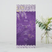 Menu Joli Mariage de dentelle WISTERIA violet rustique (Debout devant)
