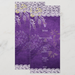 Menu Joli Mariage de dentelle WISTERIA violet rustique
