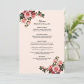 Menu Joli mariage rose et rouge roses (Debout devant)