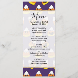 Menu Joli orange violet Halloween Emoji Candy Corn