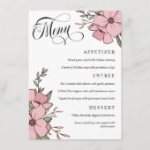 Menu Joli rose Fleurs Tourbillonnant Mariage de script (Devant)